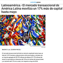 El mercado transaccional de Amrica Latina moviliza un 17% ms de capital hasta mayo